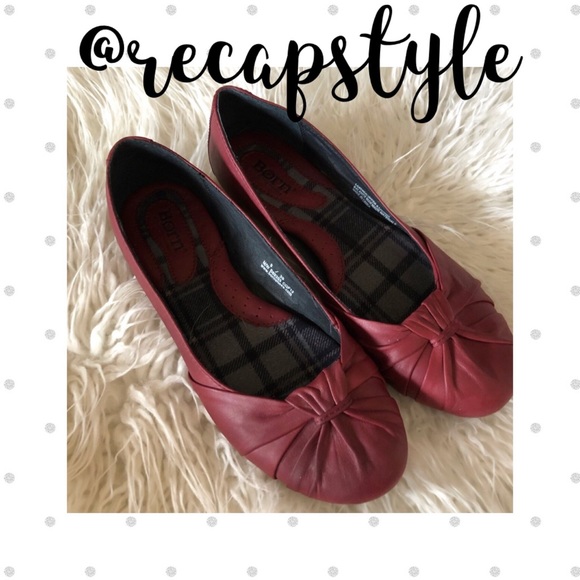 Born Shoes - BORN Red Leather Ballet Flat Comfort Shoe 8